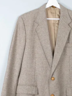 Men's Beige Tweed Vintage 1970s Haggar Jacket 42