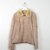 Men's Beige Vintage Sheepskin Zip Jacket M