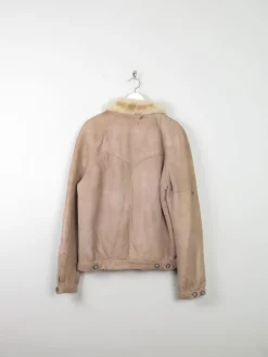 Men's Beige Vintage Sheepskin Zip Jacket M