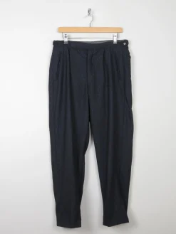 Men's Black & Blue 1950s Wool Trousers 32-34