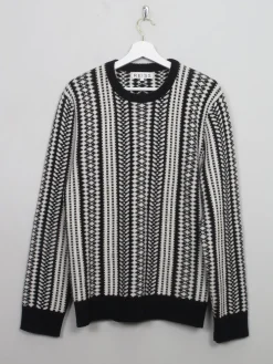 Men's Black & Cream Reiss Patterned Jumper L