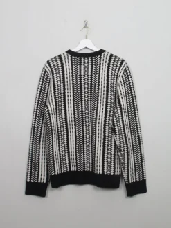 Men's Black & Cream Reiss Patterned Jumper L