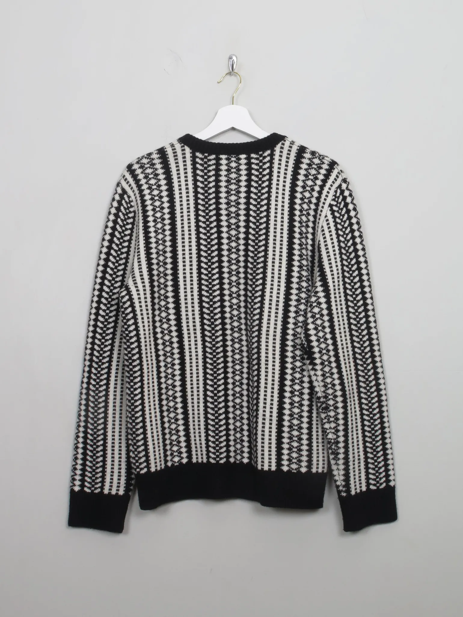 Men's Black & Cream Reiss Patterned Jumper L