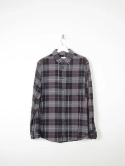 Men's Black & Red Flannel Shirt L