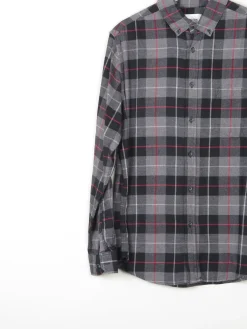 Men's Black & Red Flannel Shirt L