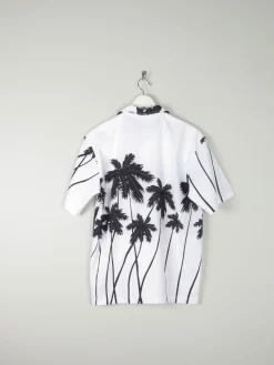 Men's Black & White Vintage Hawaiian Shirt S/M