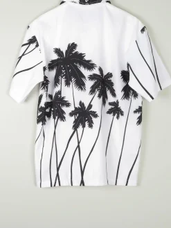 Men's Black & White Vintage Hawaiian Shirt S/M
