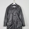 Men's Black Heavy Leather Duffle Coat L