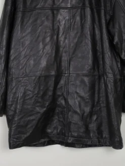 Men's Black Heavy Leather Duffle Coat L