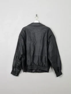 Men's Black Leather Bomber Jacket M/L