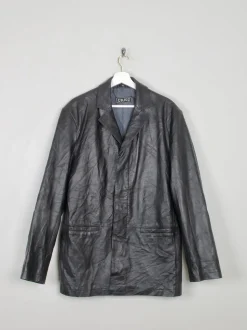 Men's Black Leather Vintage Jacket L