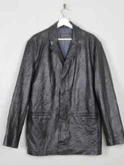 Men's Black Leather Vintage Jacket L