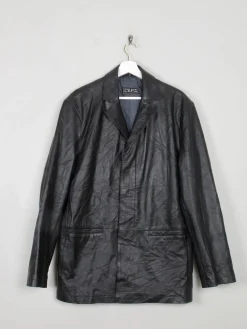 Men's Black Leather Vintage Jacket L