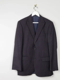 Men's Black Pinsripe Jacket With Pink Stripes 42”