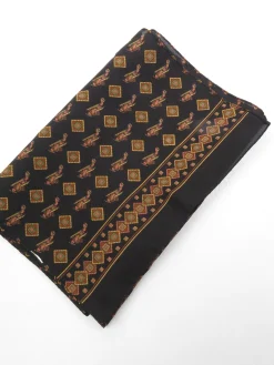 Mens Black Plane Monogramed Printed Scarf