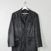 Men's Black Vintage Leather Jacket M Oversized