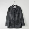 Men's Black Vintage Leather Jacket Oversized  M/L