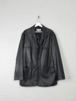 Men's Black Vintage Leather Jacket Oversized M/L