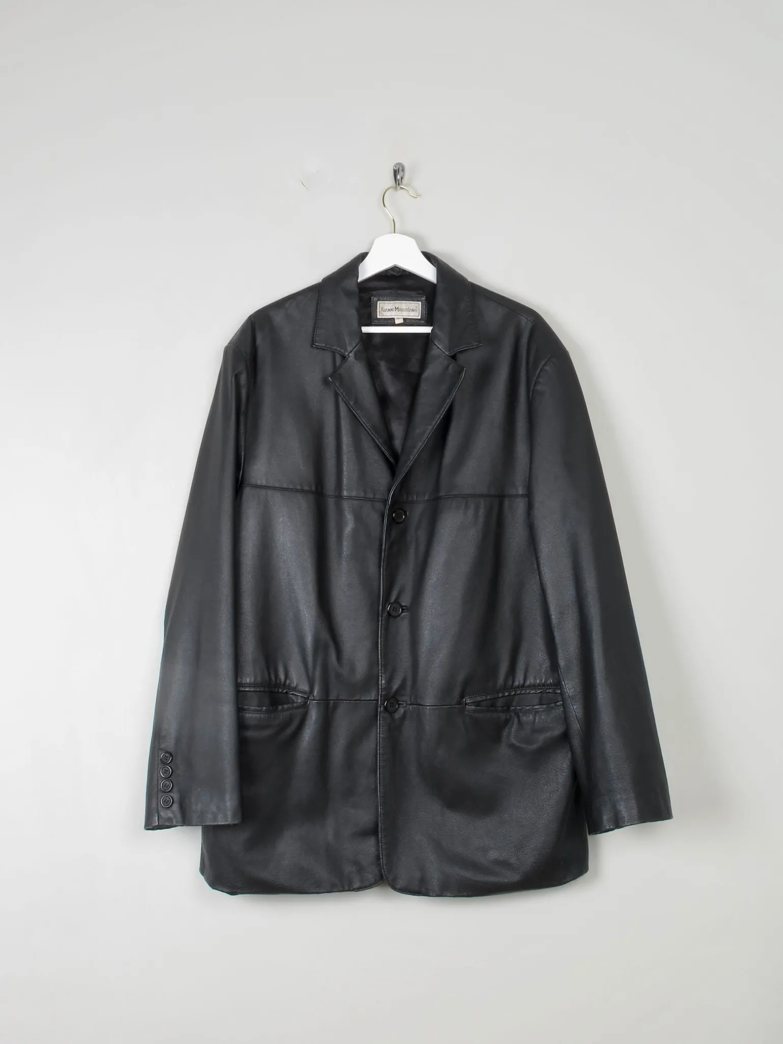 Men's Black Vintage Leather Jacket Oversized M/L