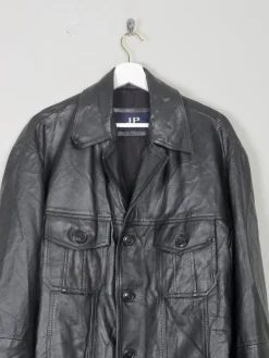 Men's Black Vintage Leather Jacket XL