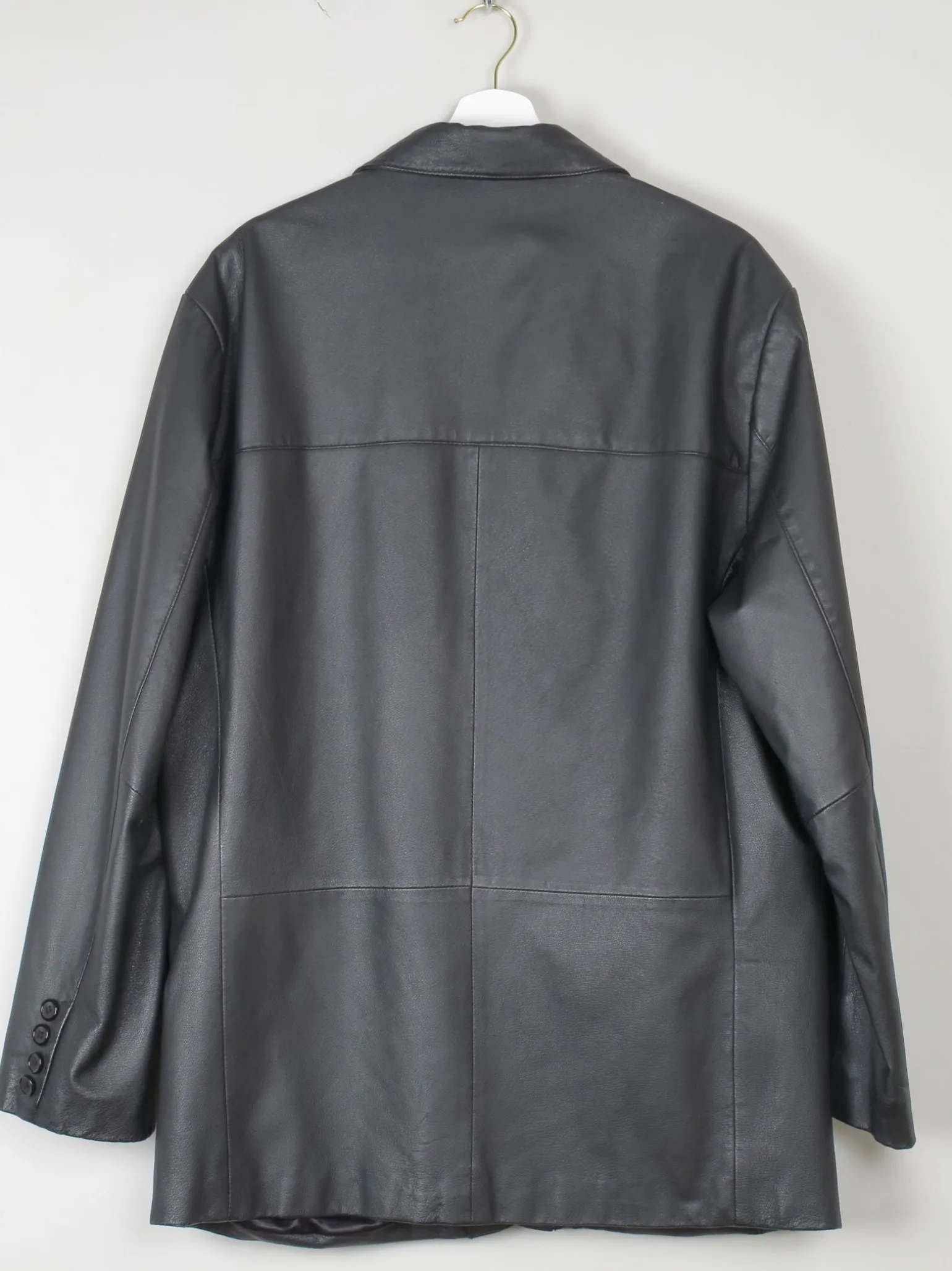Men's Black Vintage Leather Jacket Oversized M/L