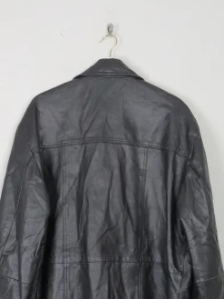 Men's Black Vintage Leather Jacket XL