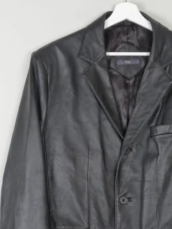 Men's Black Vintage Leather Jacket M Oversized