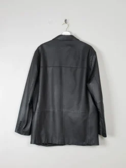 Men's Black Vintage Leather Jacket Oversized M/L