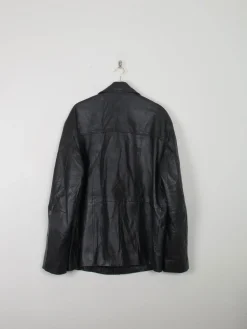 Men's Black Vintage Leather Jacket XL