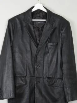 Men's Black Vintage Leather Jacket M Oversized