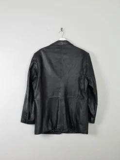 Men's Black Vintage Leather Jacket M Oversized