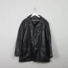 Men's Black Vintage Lined Leather Jacket XL