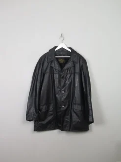 Men's Black Vintage Lined Leather Jacket XL