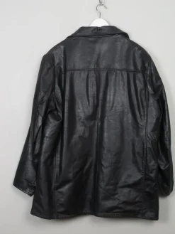 Men's Black Vintage Lined Leather Jacket XL