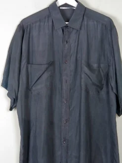 Men's Black Vintage Silk Short Sleeved Shirt L