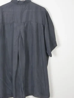 Men's Black Vintage Silk Short Sleeved Shirt L