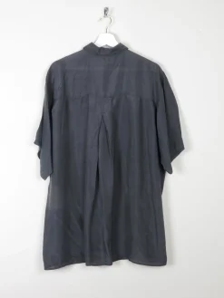 Men's Black Vintage Silk Short Sleeved Shirt L