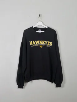Men's Black Vintage Sweatshirt With Haweyes University Of Iowa Logo L