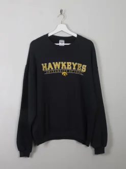 Men's Black Vintage Sweatshirt With Haweyes University Of Iowa Logo L