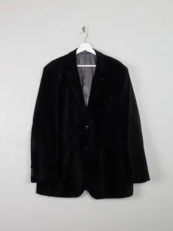 Mens Black Vintage Velvet Pierre Cardin Jacket 46"L