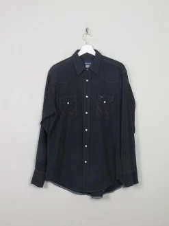 Men's Black Vintage Wrangler Denim Shirt L