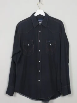 Men's Black Vintage Wrangler Denim Shirt L