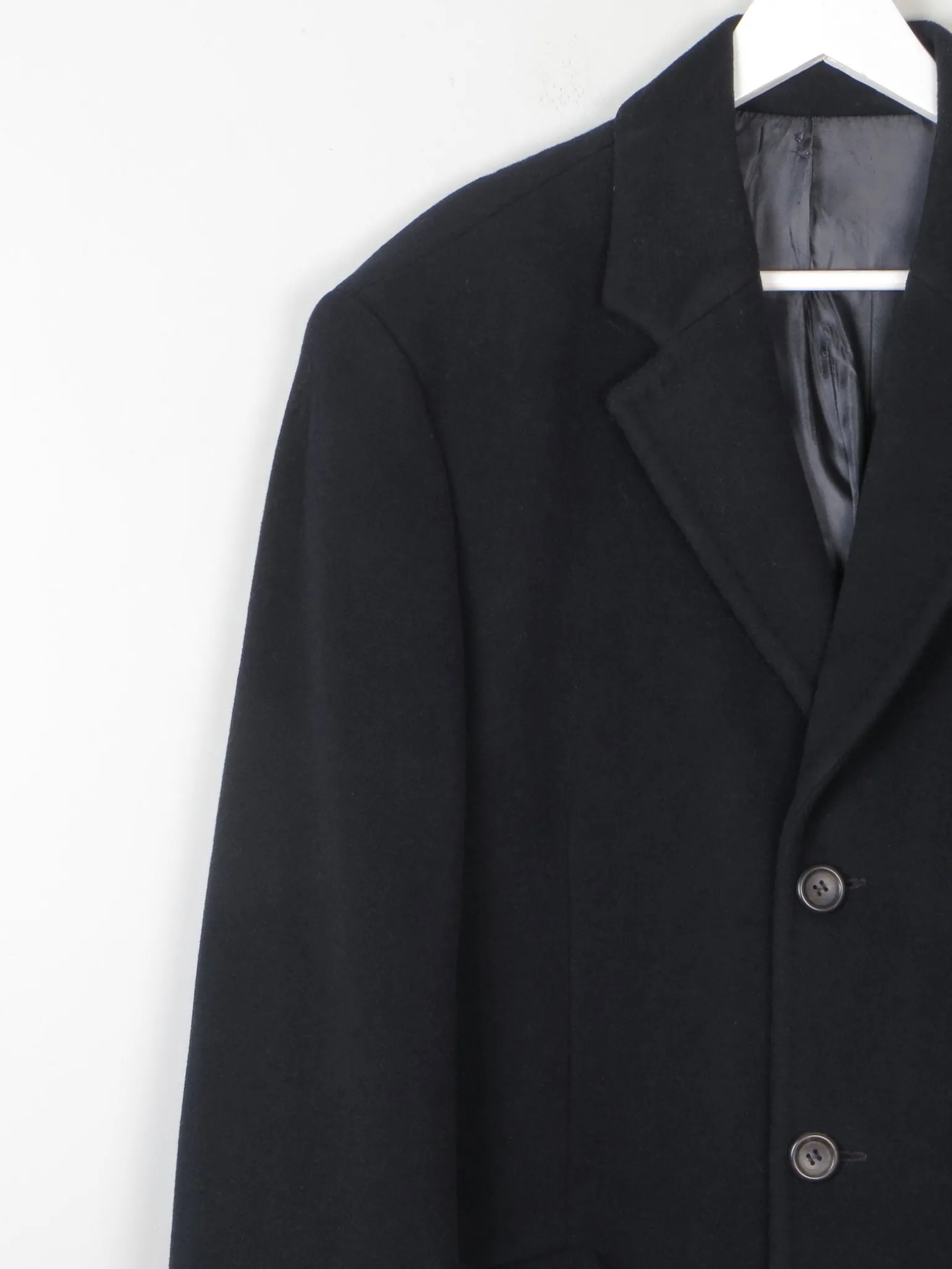 Men's Black Wool Nicole Farhi Cashmere Coat L/XL 46" Approx