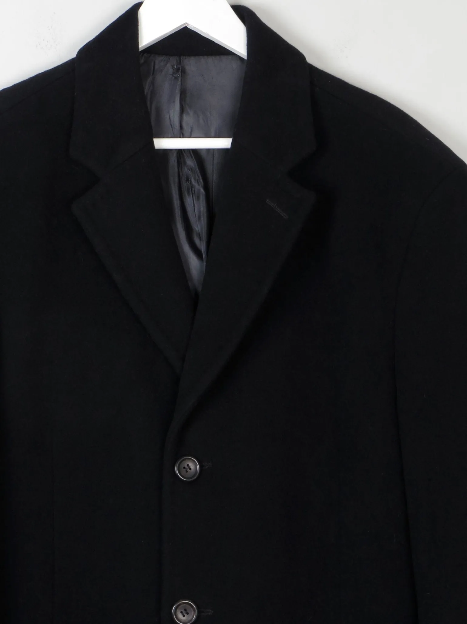 Men's Black Wool Nicole Farhi Cashmere Coat L/XL 46" Approx