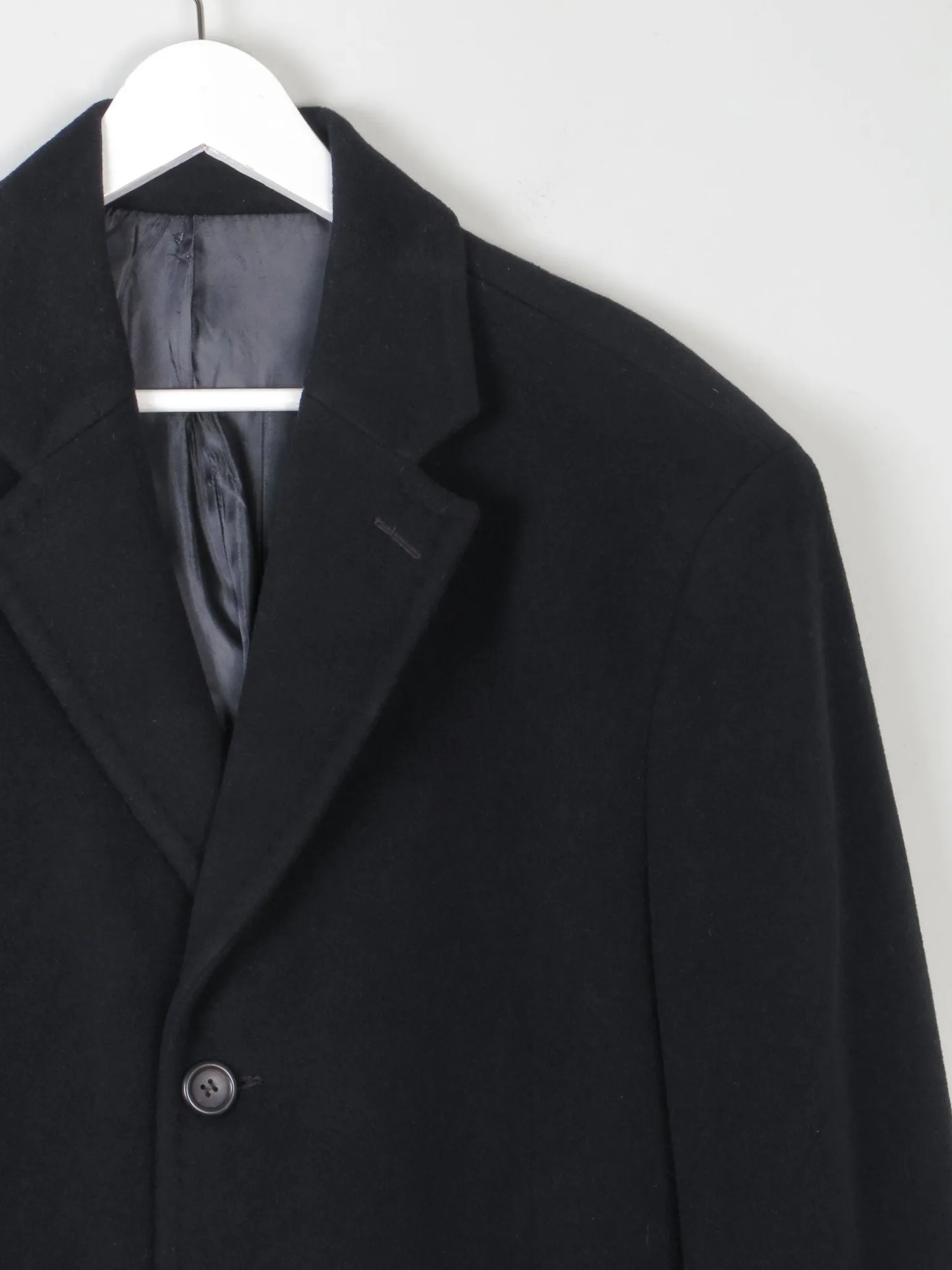 Men's Black Wool Nicole Farhi Cashmere Coat L/XL 46" Approx