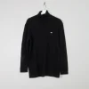 Men's Black Wool Vintage Lacoste Polo Neck Jumper S