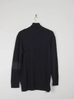 Men's Black Wool Vintage Lacoste Polo Neck Jumper S