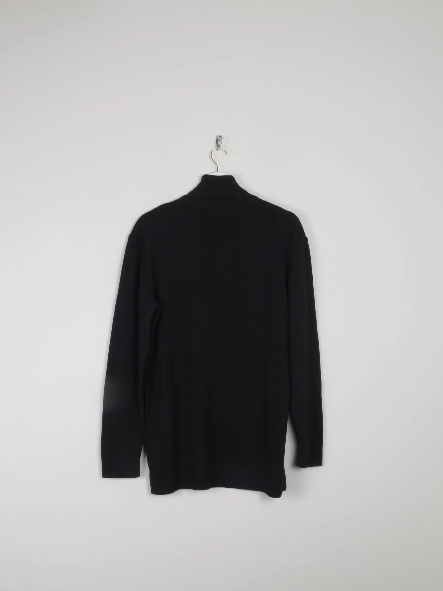 Men's Black Wool Vintage Lacoste Polo Neck Jumper S