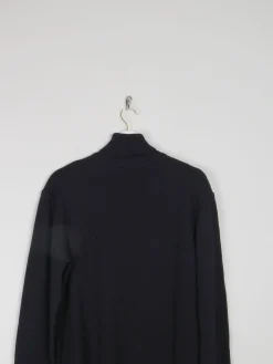 Men's Black Wool Vintage Lacoste Polo Neck Jumper S