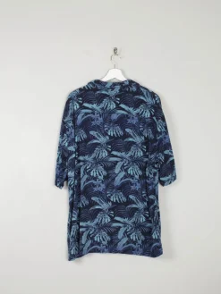 Men's Blue Printed Vintage Hawaiian Shirt L New